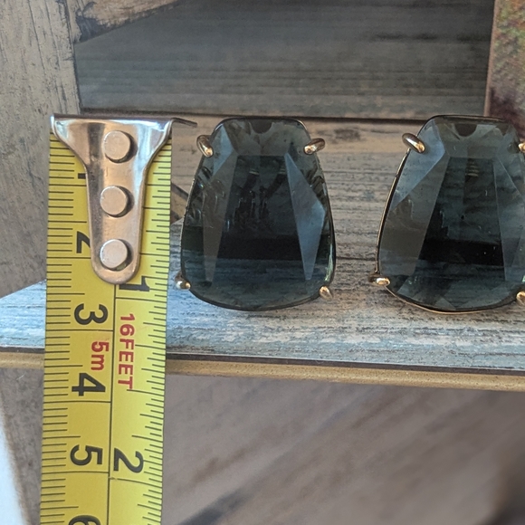 Vintage Monet Statement Clip-On Earrings | Bold Faceted Glass Stones|1980s - Picture 4 of 7